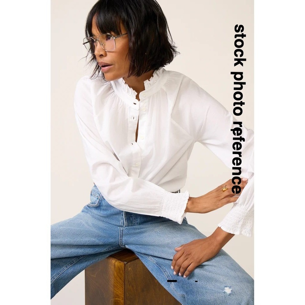 BOBI L.A.‎ Revolve womens white blouse cotton ruffled XS minimalist button shirt